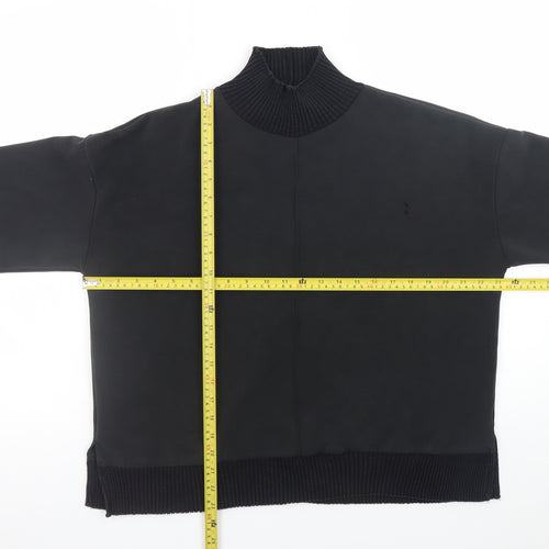 Yest Women Black Size 14 Mock Neck Long Sleeve Pullover Sweatshirt