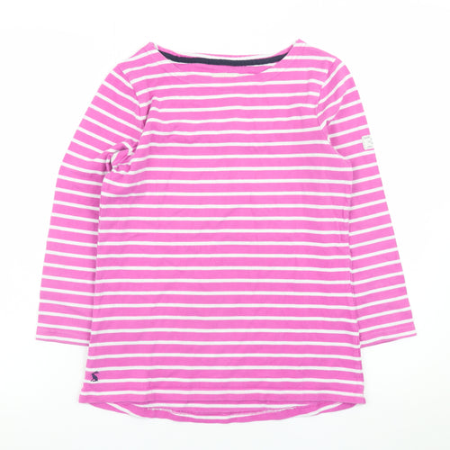Joules Womens Pink Striped Long Sleeve Cotton T-Shirt UK 8