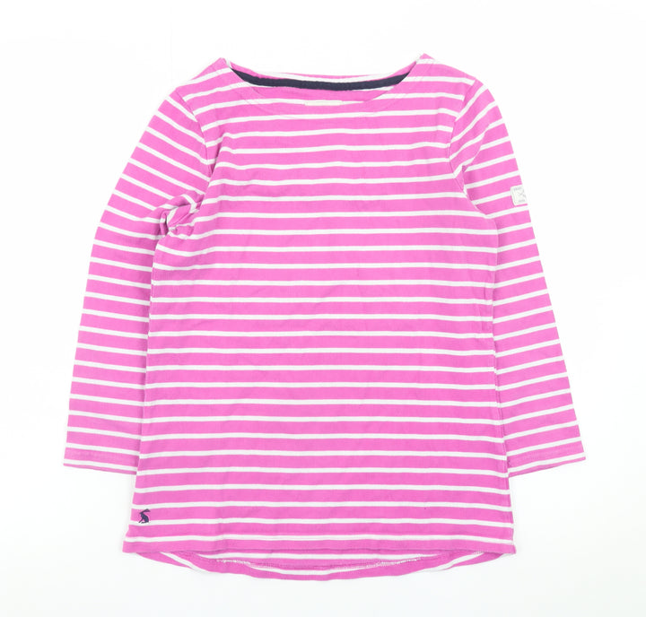 Joules Womens Pink Striped Long Sleeve Cotton T-Shirt UK 8