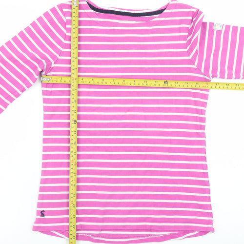 Joules Womens Pink Striped Long Sleeve Cotton T-Shirt UK 8