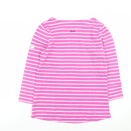 Joules Womens Pink Striped Long Sleeve Cotton T-Shirt UK 8