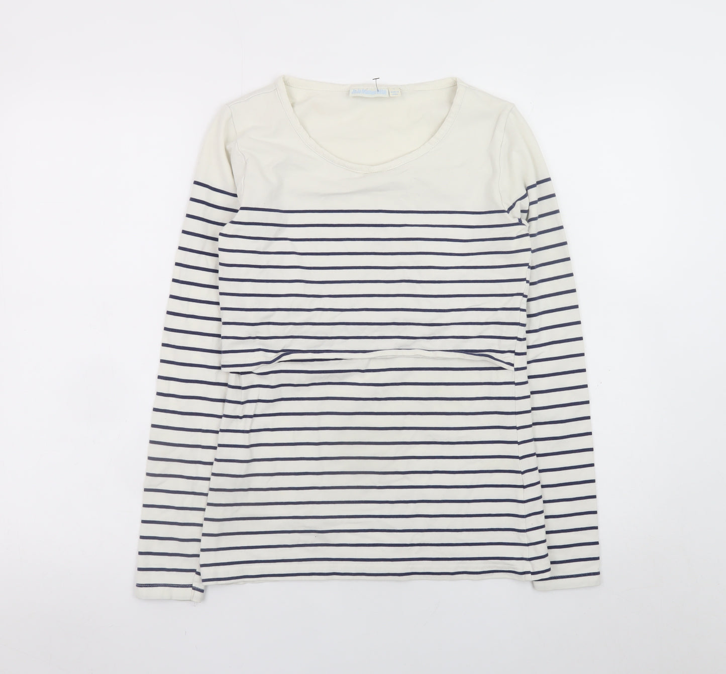 JoJo Maman Bébé Women’s White Striped Maternity Nursing T-Shirt Size S