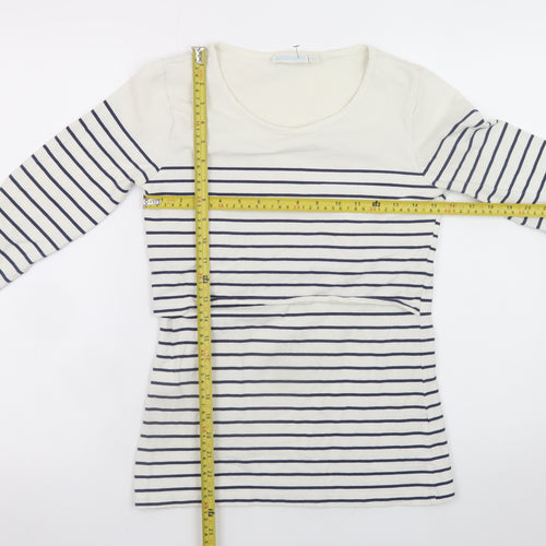 JoJo Maman Bébé Women’s White Striped Maternity Nursing T-Shirt Size S