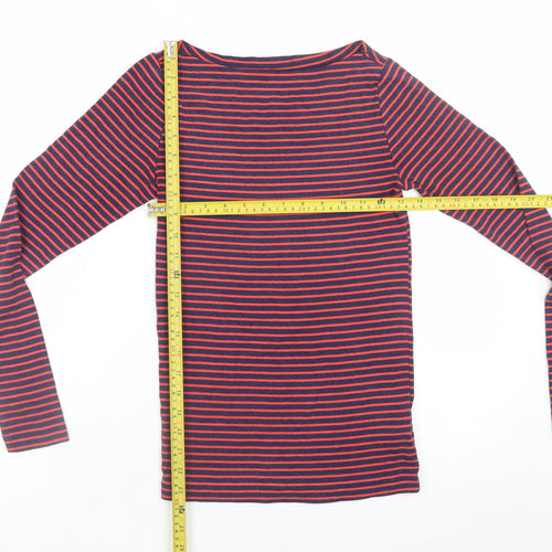 GAP Women’s Blue Striped Long Sleeve Cotton Boat Neck Top XS