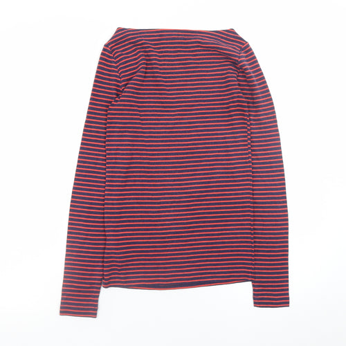 GAP Women’s Blue Striped Long Sleeve Cotton Boat Neck Top XS