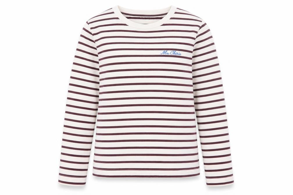 F&F Women’s Brown Striped Long Sleeve Cotton T-Shirt Size 8