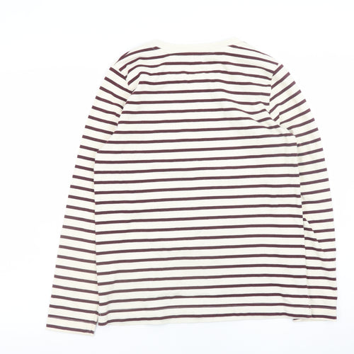 F&F Women’s Brown Striped Long Sleeve Cotton T-Shirt Size 8