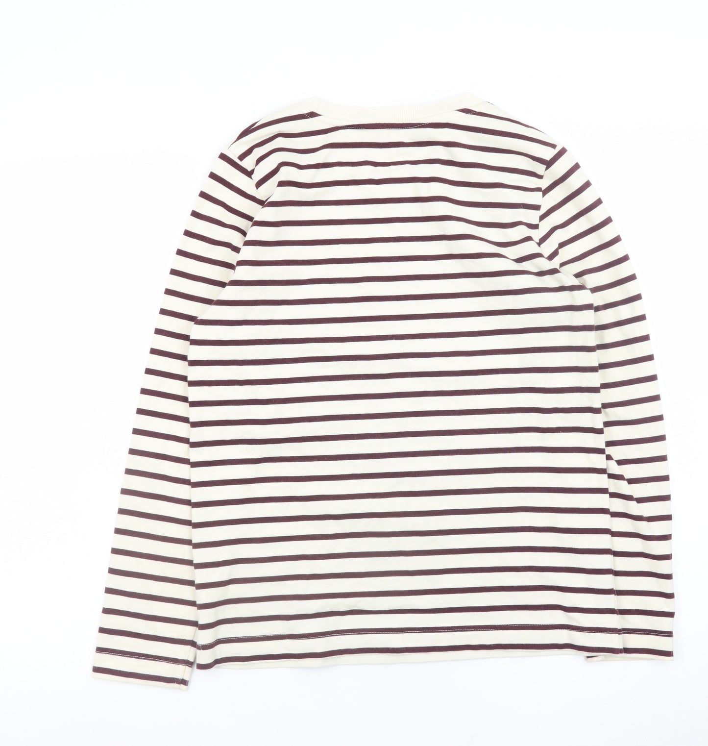 F&F Women’s Brown Striped Long Sleeve Cotton T-Shirt Size 8
