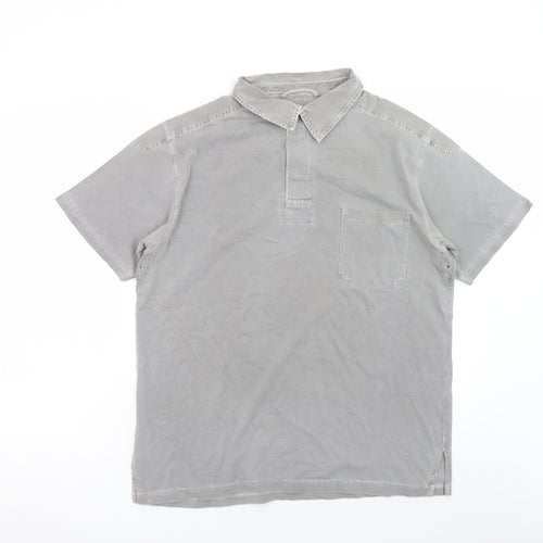 Marks and Spencer Men’s Grey Cotton Short Sleeve Collared Shirt L
