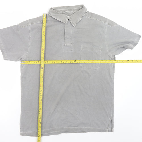 Marks and Spencer Men’s Grey Cotton Short Sleeve Collared Shirt L