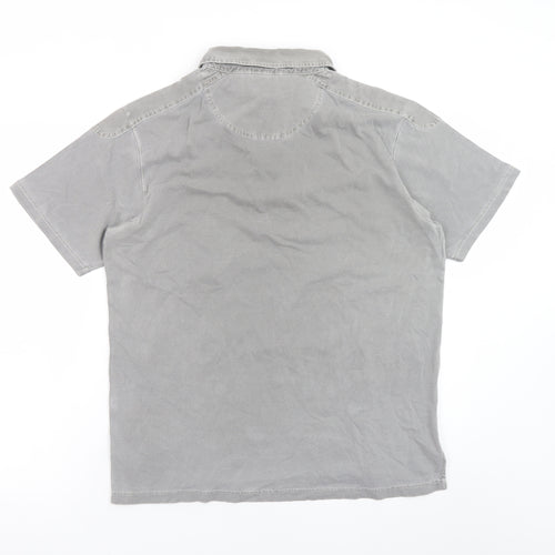 Marks and Spencer Men’s Grey Cotton Short Sleeve Collared Shirt L