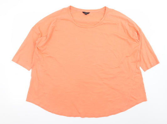 Hobbs Women’s Orange Cotton Jersey 3/4 Sleeve Relaxed T-Shirt XL