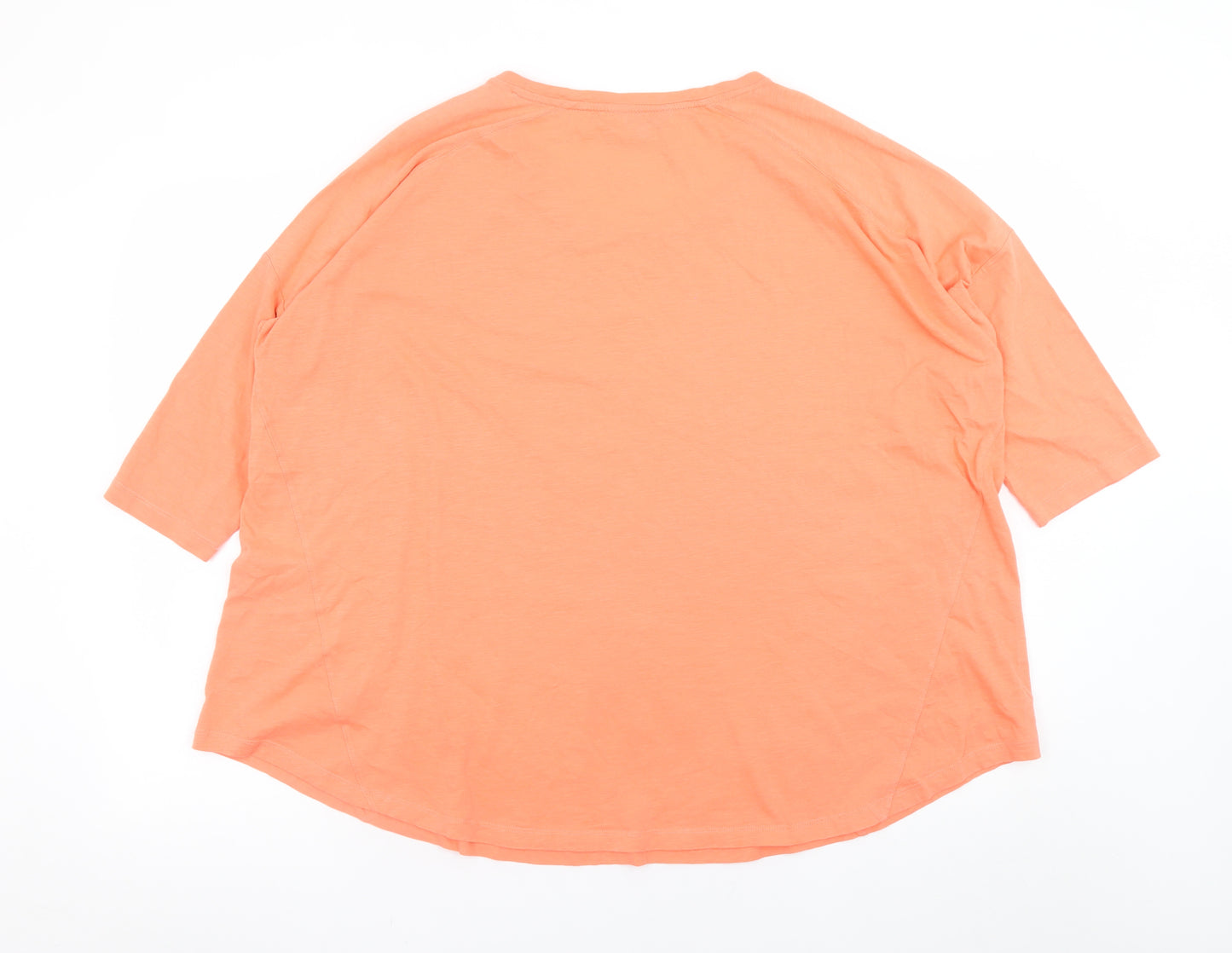 Hobbs Women’s Orange Cotton Jersey 3/4 Sleeve Relaxed T-Shirt XL