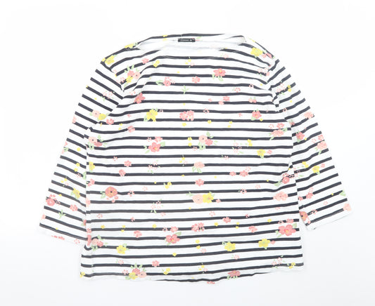 Roman Women’s Multicoloured Floral Striped Jersey T-Shirt Size 20