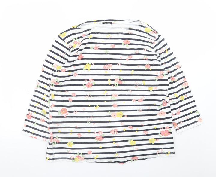Roman Women’s Multicoloured Floral Striped Jersey T-Shirt Size 20