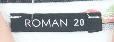 Roman Women’s Multicoloured Floral Striped Jersey T-Shirt Size 20
