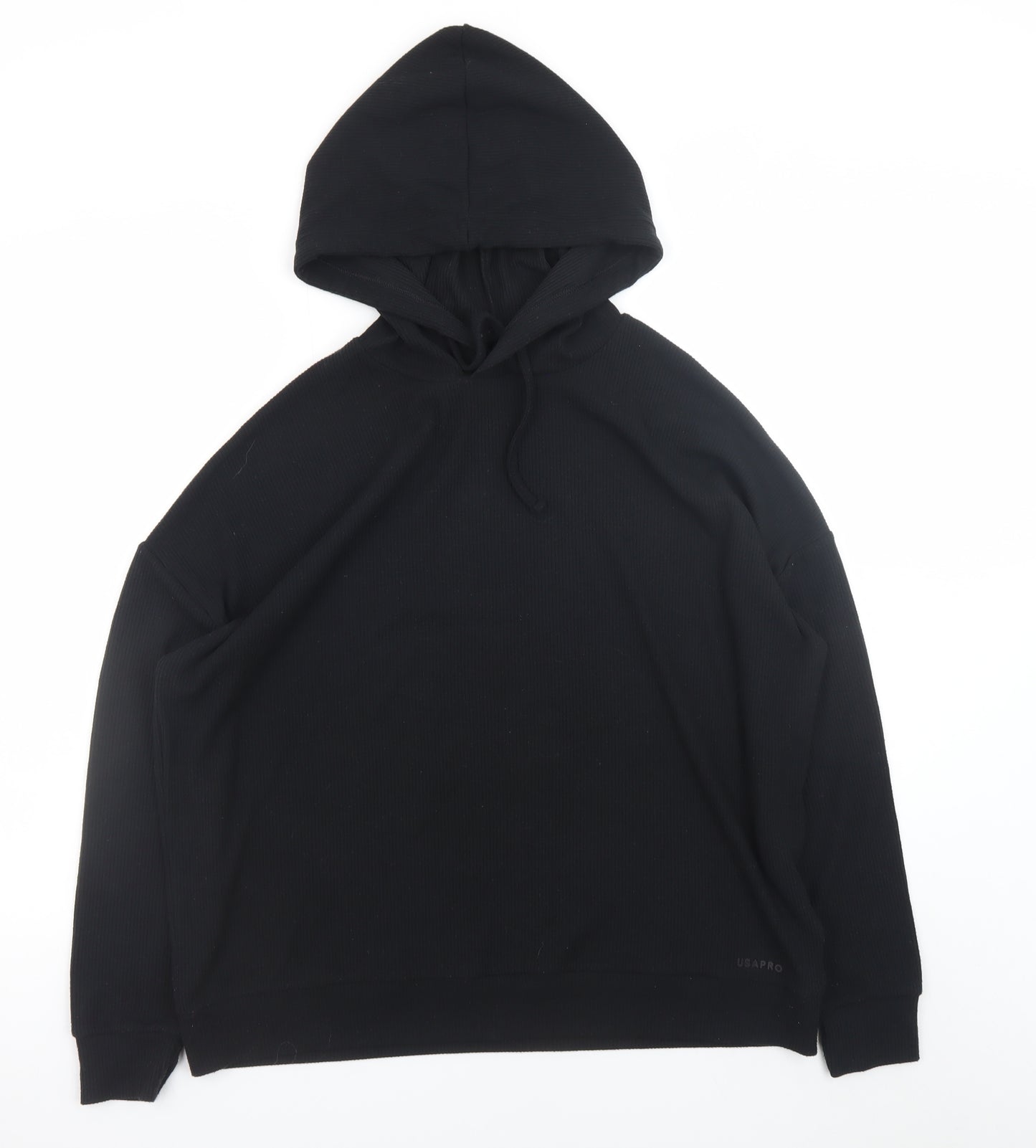 USA Pro Women's Black Hoodie UK 12 Pullover Hooded Sweatshirt