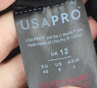 USA Pro Women's Black Hoodie UK 12 Pullover Hooded Sweatshirt