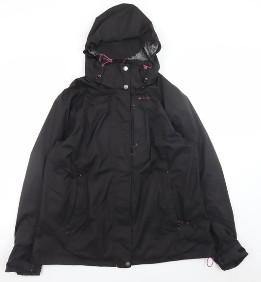 Quechua Women’s Black 2XL Waterproof Hooded Rain Jacket
