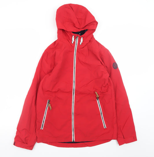 Next Boys Red Hooded Parka Jacket 12 Years Full Zip Lined Waterproof Style