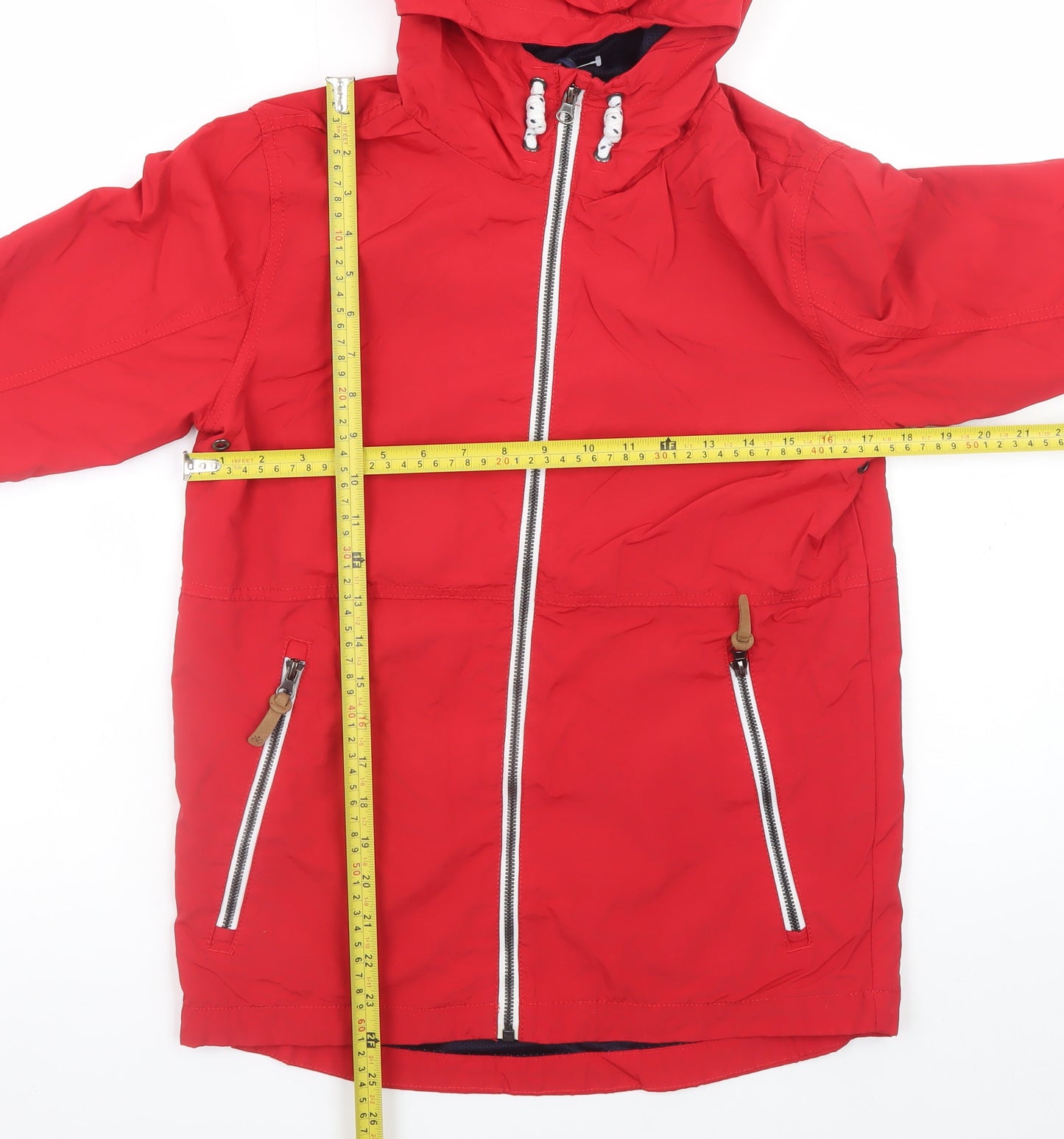 Next Boys Red Hooded Parka Jacket 12 Years Full Zip Lined Waterproof Style