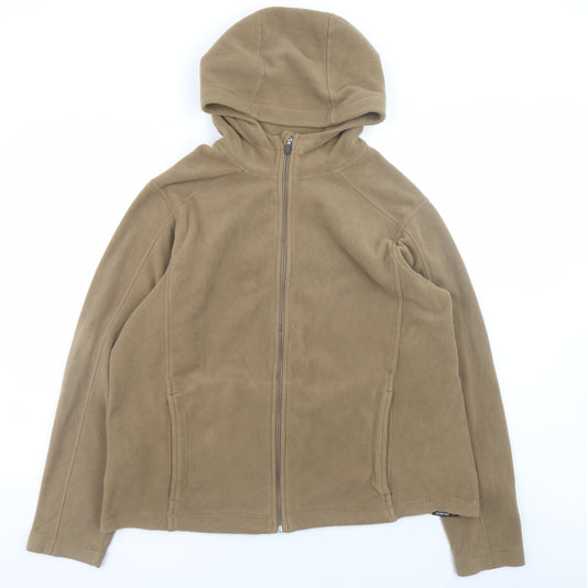 Lands' End Men's Brown Fleece Hooded Full Zip Jacket Size M