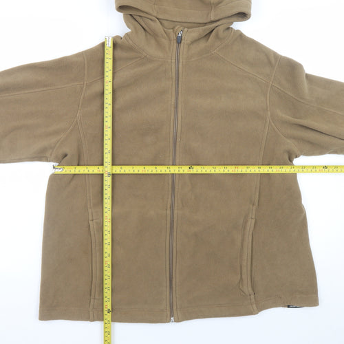 Lands' End Men's Brown Fleece Hooded Full Zip Jacket Size M