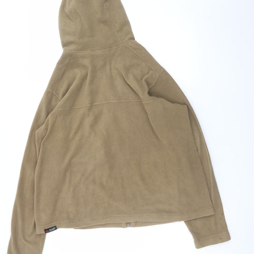 Lands' End Men's Brown Fleece Hooded Full Zip Jacket Size M