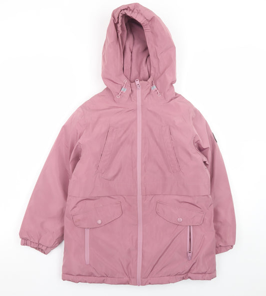 Next Girls Pink Hooded Puffer Jacket 9 Years Winter Water Resistant Coat
