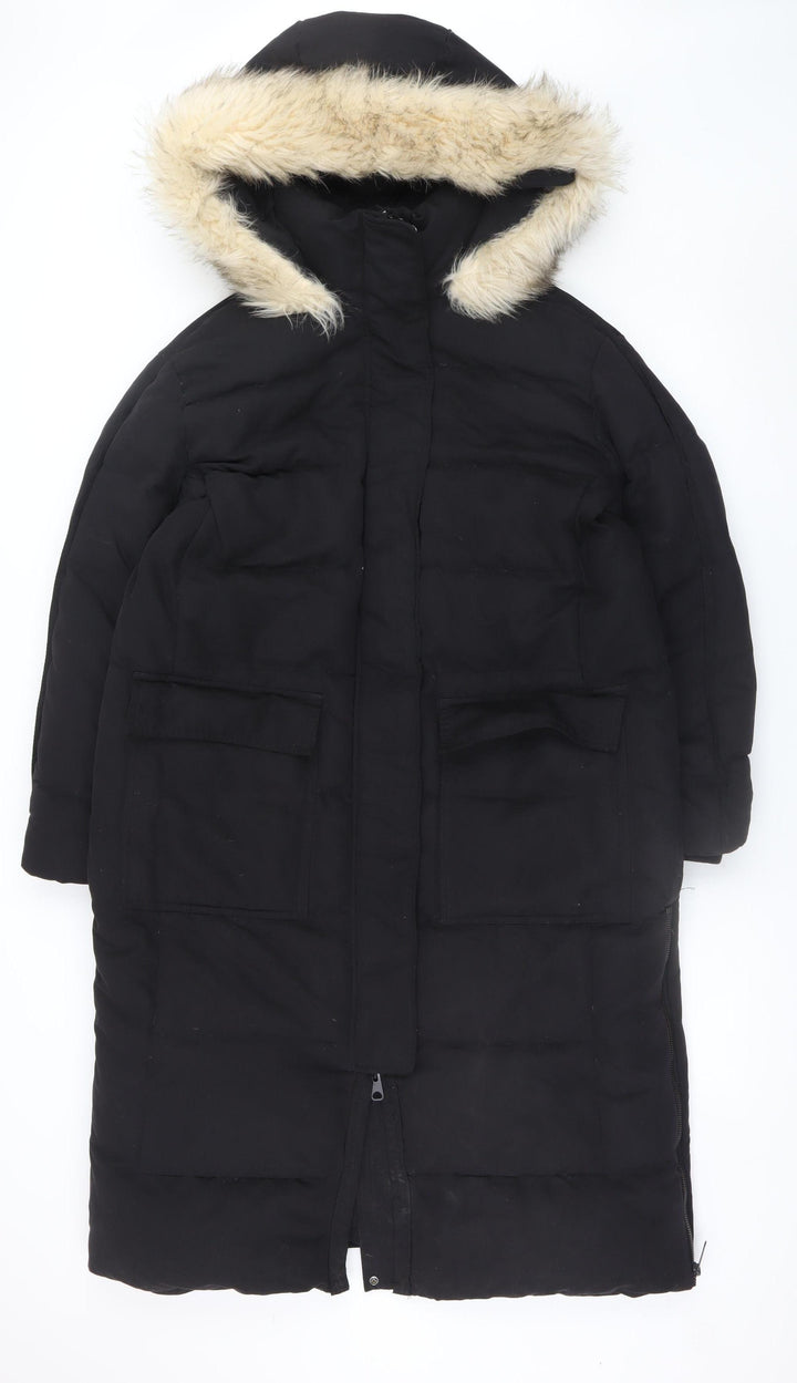 C&A Yessica Women’s Black Faux Fur Hooded Parka Coat Size 14