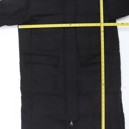C&A Yessica Women’s Black Faux Fur Hooded Parka Coat Size 14