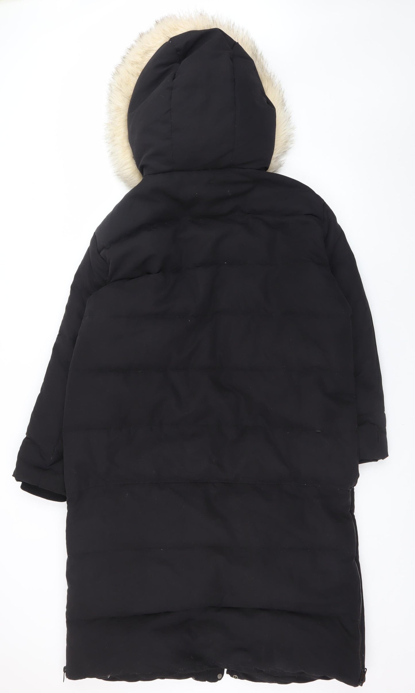 C&A Yessica Women’s Black Faux Fur Hooded Parka Coat Size 14