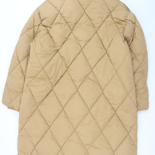 Yours Womens Beige Long Quilted Puffer Coat UK 20 Winter Warm