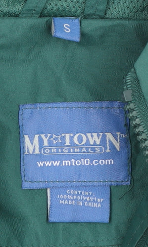 My Town Originals Men's Green Hooded Windbreaker Jacket Size S