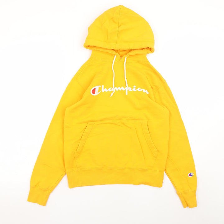 Champion Womens Yellow Hoodie Small Pullover Cotton Logo Casual