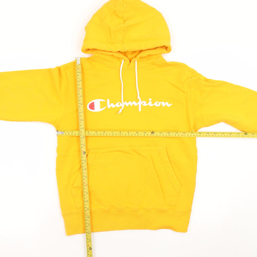 Champion Womens Yellow Hoodie Small Pullover Cotton Logo Casual