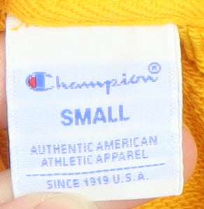 Champion Womens Yellow Hoodie Small Pullover Cotton Logo Casual