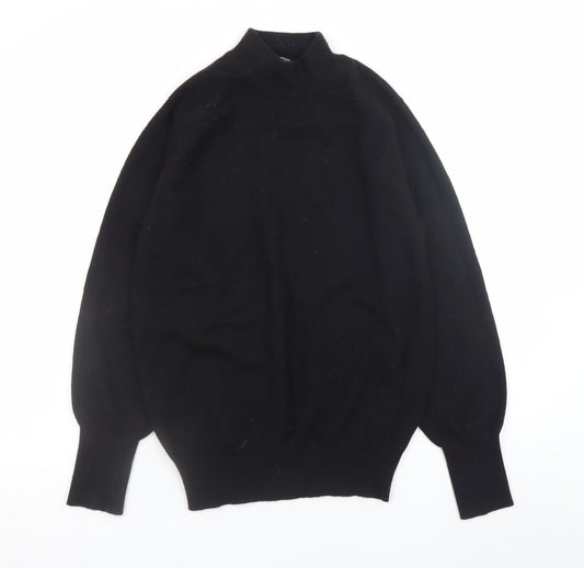 Johnstons of Elgin Women's Black 100% Cashmere Mock Neck Jumper Size 14