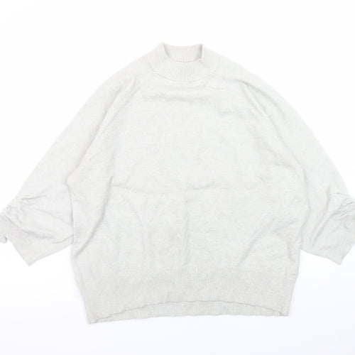 F&F Women's Grey Mock Neck 3/4 Sleeve Bow Jumper Size 14
