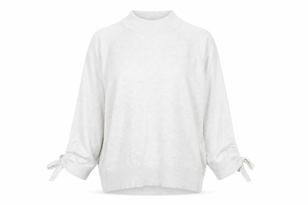 F&F Women's Grey Mock Neck 3/4 Sleeve Bow Jumper Size 14