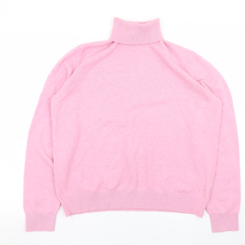 Marks and Spencer Women's Pink Roll Neck Knit Jumper Medium