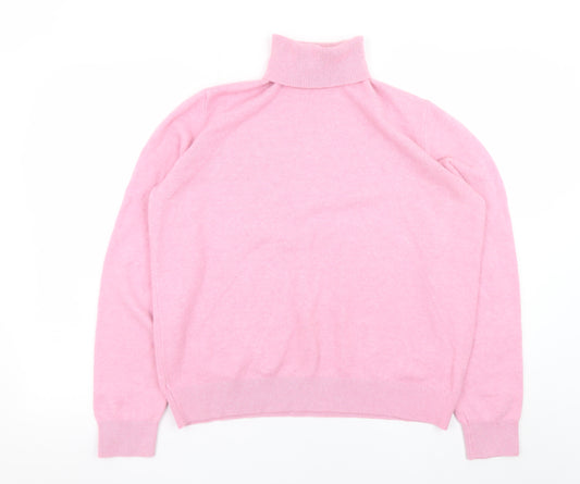 Marks and Spencer Women's Pink Roll Neck Knit Jumper Medium