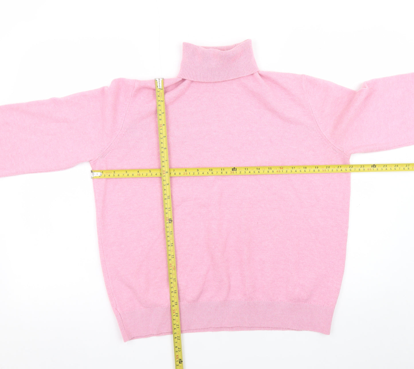 Marks and Spencer Women's Pink Roll Neck Knit Jumper Medium
