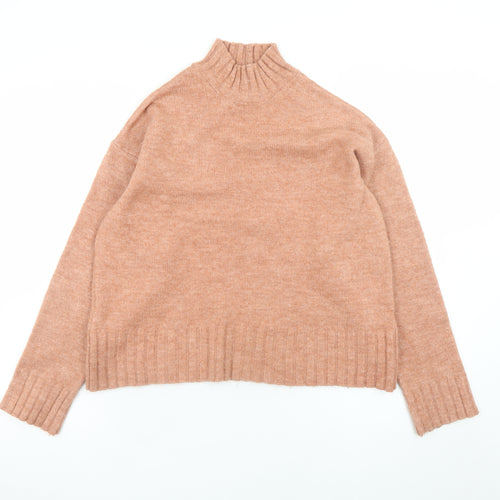New Look Womens Beige Mock Neck Long Sleeve Knit Jumper Size S