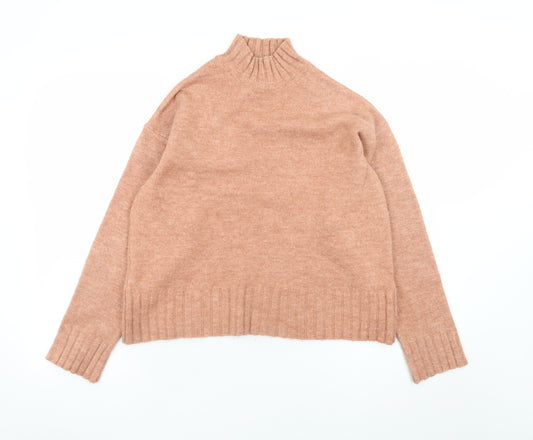 New Look Womens Beige Mock Neck Long Sleeve Knit Jumper Size S