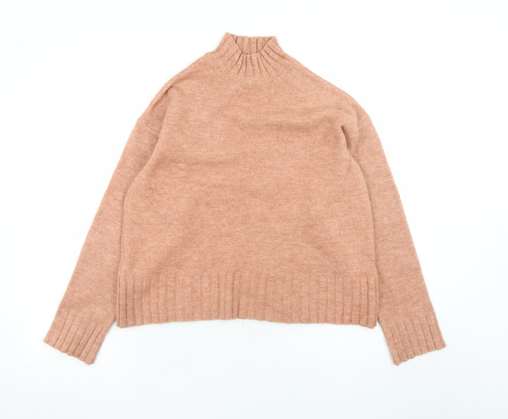 New Look Womens Beige Mock Neck Long Sleeve Knit Jumper Size S