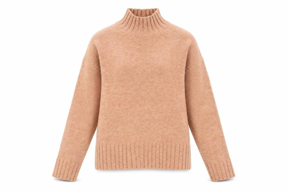 New Look Womens Beige Mock Neck Long Sleeve Knit Jumper Size S