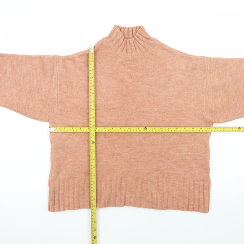 New Look Womens Beige Mock Neck Long Sleeve Knit Jumper Size S