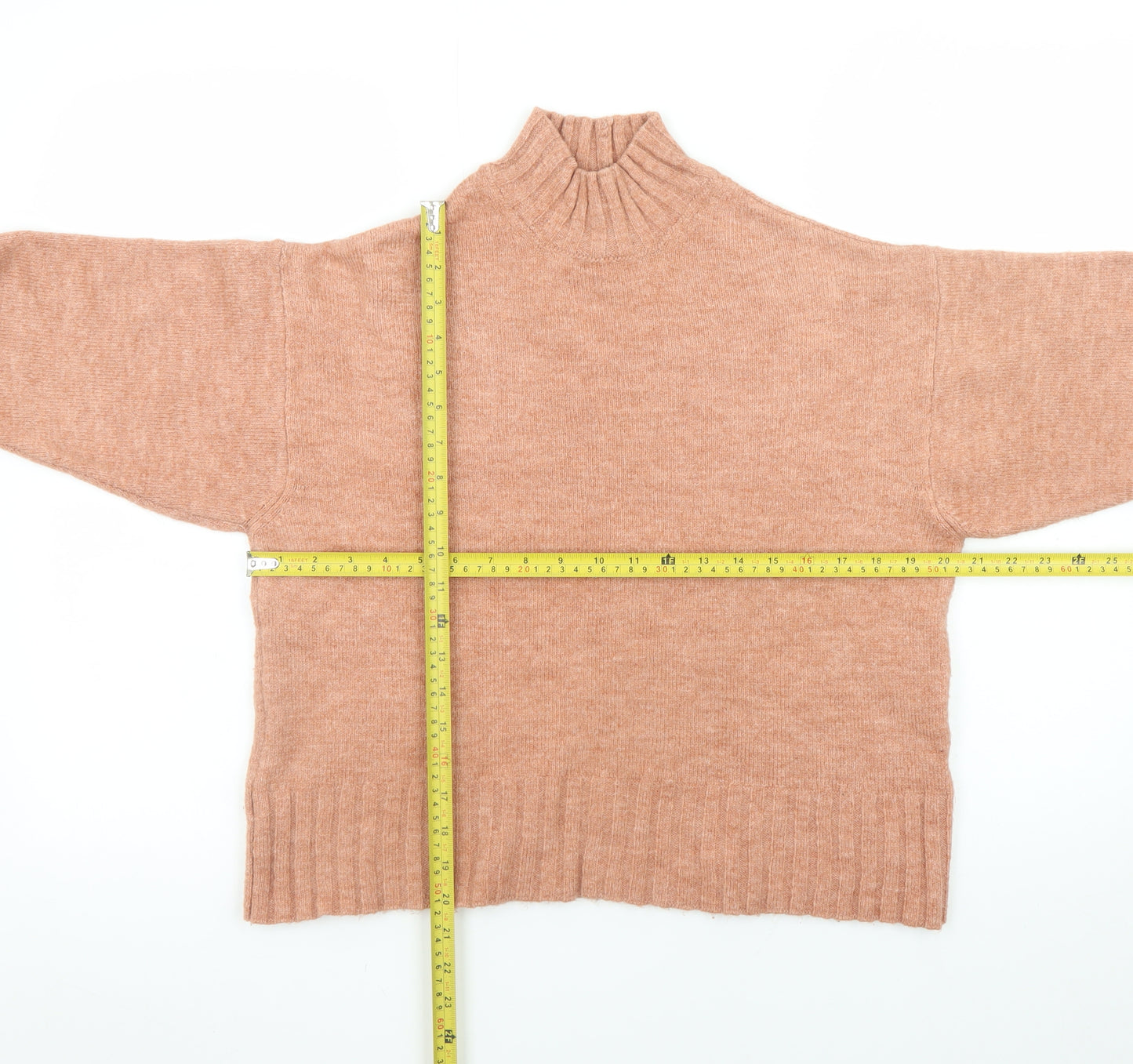 New Look Womens Beige Mock Neck Long Sleeve Knit Jumper Size S