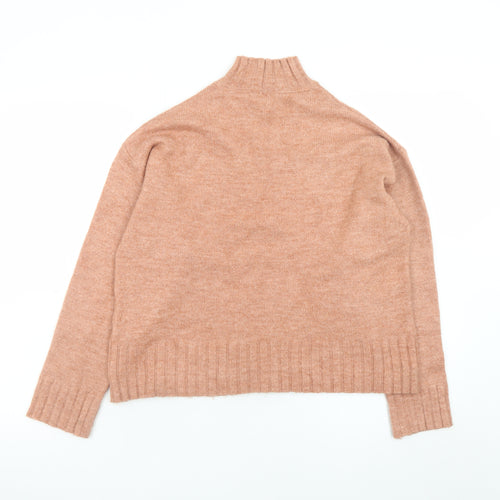 New Look Womens Beige Mock Neck Long Sleeve Knit Jumper Size S